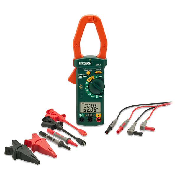 Extech 380976-K Single Phase/Three Phase 1000A AC Power Clamp Meter Kit
