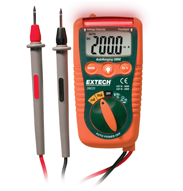 Extech DM220 Mini Pocket MultiMeter with Non-Contact Voltage Detector