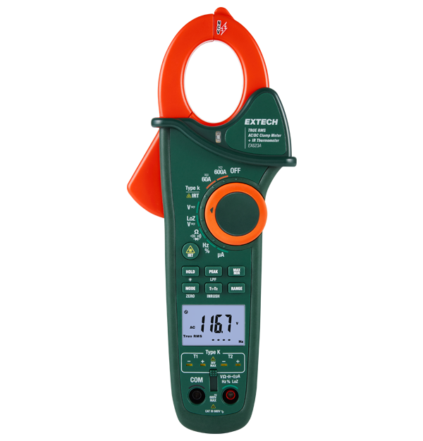 Extech EX623A 600 A Dual Input Clamp Meter with IR Thermometer and NCV