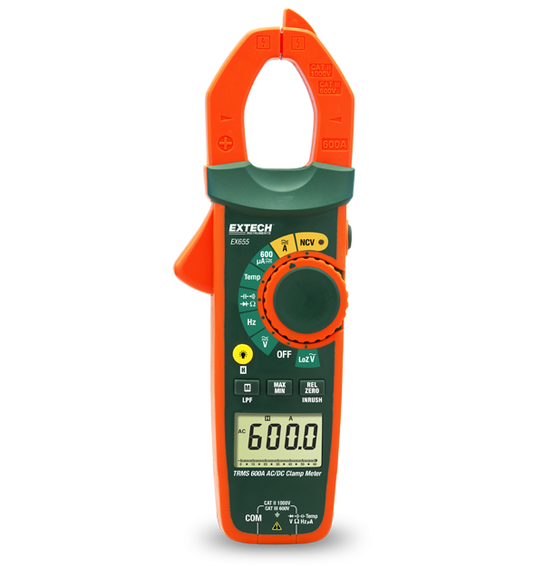 Extech EX655 600A True RMS AC/DC Clamp Meter + NCV