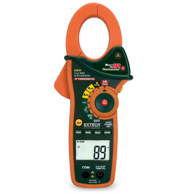 Extech EX840 1000A AC/DC True RMS Clamp/DMM + IR Thermometer