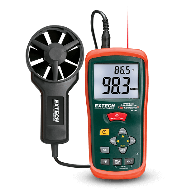 Air Flow Meter AN200 CFM/CMM Mini Thermo-Anemometer with built-in InfraRed Thermometer