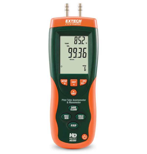 Extech HD350 Pitot Tube Anemometer + Differential Manometer