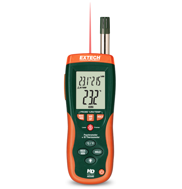 Extech HD500 Psychrometer with InfraRed Thermometer