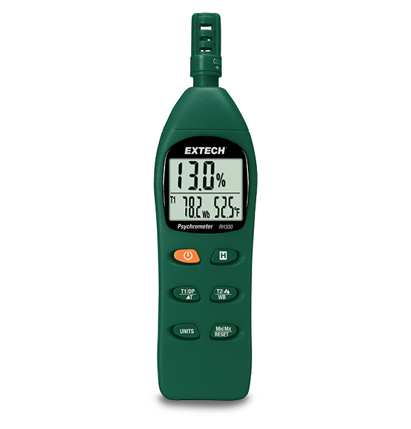 Extech RH300 Hygro-Thermometer Psychrometer Humidity, Wet bulb, Dew Point, Air Temperature plus External Probe Temperature measurements
