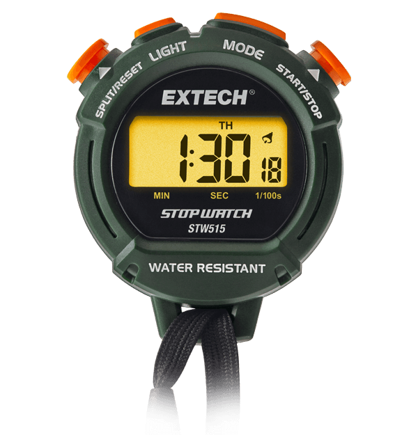 Extech STW515  Digital Stopwatch/Clock with Calendar and Backlit Display
